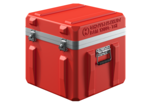 Gefahrengutbehälter aus Kunststoff in Farbe Rot